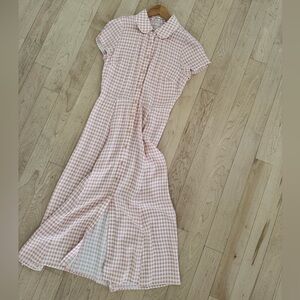 REFORMATIONPink Gingham Button-Down Dress w/ matching GIRLS REFORMATION dress